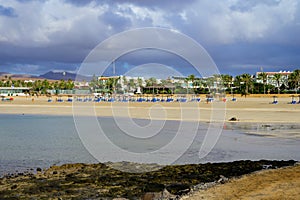 Winter vacation in Caleta de Fuste touristic village on Fuerteventura, Canary islands, Spain