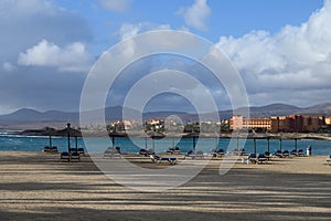 Winter vacation in Caleta de Fuste touristic village on Fuerteventura, Canary islands, Spain