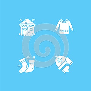 Winter vacation glyph icons set