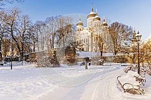 Winter view of the Alexander Nevsky Cathedral in Tallinn