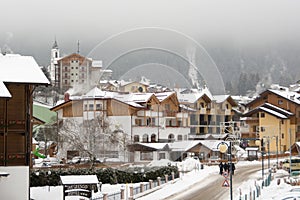 Winter, view of Andalo city, Dolomites, Italy
