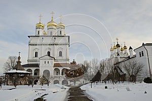 Winter view of the Assumption Cathedral of the Iosifo-Volotsky Monastery of Volokolamsk, Moscow Region