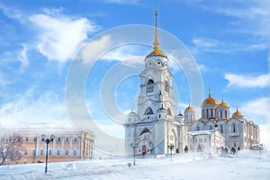 Winter view of the assumption Cathedral of the Russian city of the Golden ring of Vladimir