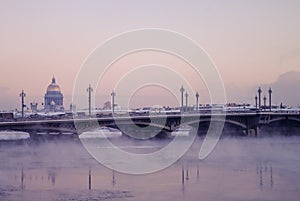 Winter view of the Blagoveschensky bridge