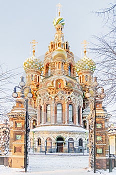 Winter view of the Church of the Savior on Blood in St. Petersburg
