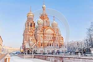 Winter view of the Church of the Savior on Blood in St. Petersburg