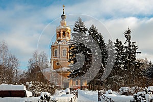 Winter view of the Church of the Savior of the Miraculous Image in the village of Ubory