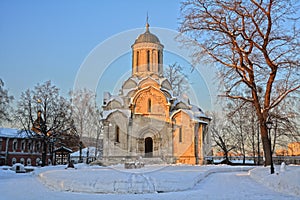Winter view Of the Church of the Saviour in the Spaso-Andronikov monastery in Moscow, Russia