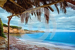 Winter view with clouds of a beach at Chersonissos, Crete