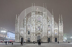 winter View of duomo, milan, Italy