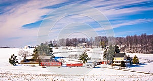 Winter view of a farm in rural Carroll County, Maryland. photo