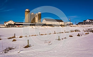 Winter view of a farm in rural Lancaster County, Pennsylvania.