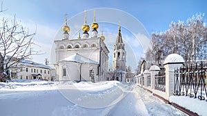 Winter view of Fedorovsky monastery in Gorodets.