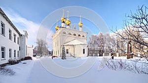 Winter view of Fedorovsky monastery in Gorodets.