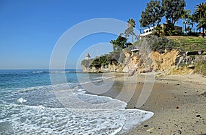 Winter view of Fishermans Cove in Laguna Beach, California.