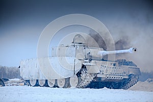 Winter view of the german WWII tank panzer Pz. IV.