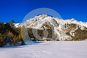 Winter view of glacial lake in High Tatras, Slovakia