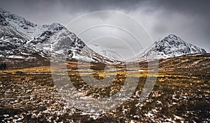 Dramatic winter Glen Coe landscape. photo