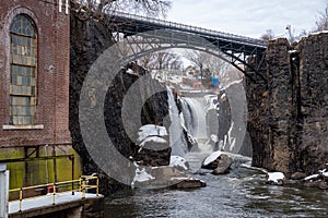 Winter view of The Great Falls of the Passaic River in Paterson, NJ , United States