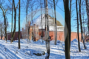 Winter view of the hill called Kosciusko Mound / Krakow / Poland