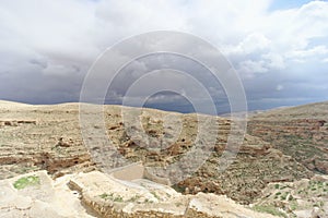 Winter view of the hills in the Judean Desert near Bethlehem. Israel.