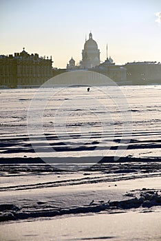 Winter view of historical city center of Saint-Petersburg, Russia.