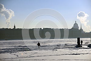 Winter view of historical city center of Saint-Petersburg, Russia.