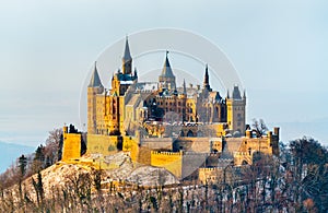 Winter view of Hohenzollern Castle, Germany