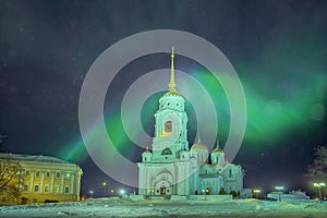 Winter view of the Holy Dormition Cathedral in the city of the Golden ring Vladimir