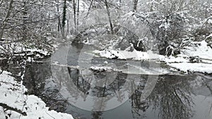 Winter view of Iskar river near Pancharevo lake, Bulgaria