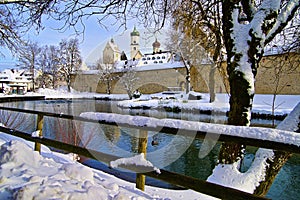 Winter view of Isny, Bavaria, from outside the city walls photo
