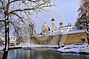 Winter view of Isny, Bavaria, from outside the city walls photo