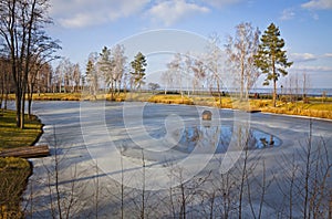 Winter view of lakes and parks near Kyiv Sea