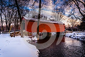 Winter view of Loy's Station Covered Bridge in rural Frederick C photo