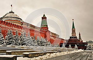 Winter view of Moscow Kremlin. Color photo