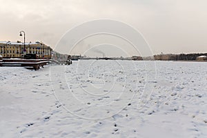 Winter view Neva river Saint Petersburg
