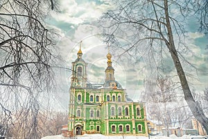 Winter view of the Nikitskaya Church in the ancient Russian city of the Golden ring Vladimir