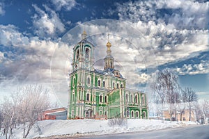 Winter view of the Nikitskaya Church in the ancient Russian city of the Golden ring Vladimir