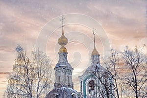 Winter view of the Nikitskaya Church in the ancient Russian city of the Golden ring Vladimir