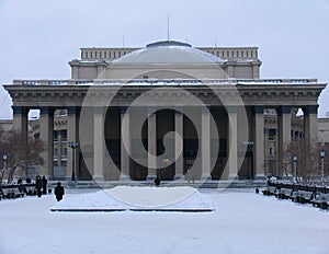 Winter view on Novosibirsk Opera and Ballet Theater photo