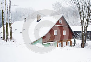 Winter view of the one mountain cottage