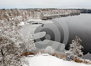 Winter view over Swedish lake