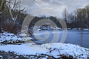 Winter View on an Overcast Day on West Canada Creek where It Unites with the Mud and Cincinnati Creeks, Barneveld, New York