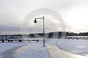 Winter view on the river-front