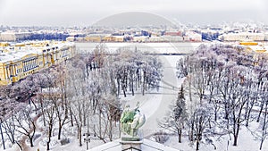 Winter view of the Senate Square in St. Petersburg. panorama fro