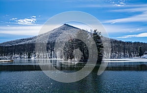 A Winter View of Sharp Top Mountain and Abbott Lake