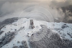 Winter view of the Shipka National Monument Liberty Monument