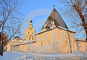 Winter view of Spaso-Andronikov monastery in Moscow, Russia