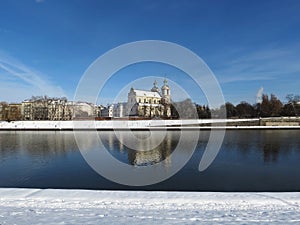 Winter view of St. Michael the Archangel and St. Stanislaus the Bishop and Martyr Basilica