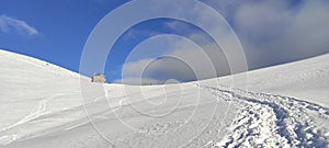Winter view to Makedonia hut in Rila mountain